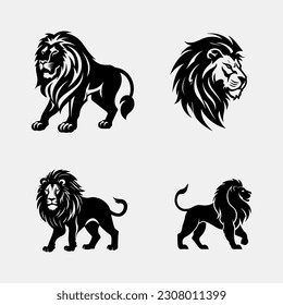lion silhouettes set vector illustration lion isolated on white background svg
