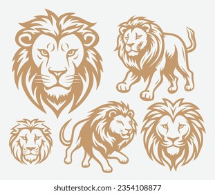 Lion Simple Flat Logo Minimalist Vector illustration