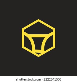 lion simple line logo. hexagon concept logo design vector.