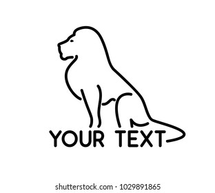 lion sit animal line logo design illustration
