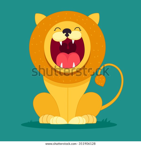 Lion Sits Snarls Cartoon Character Kids Stock Vector (Royalty Free ...