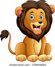 Un león sentado sobre un fondo blanco