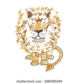 lion sitting drawing vector illustration