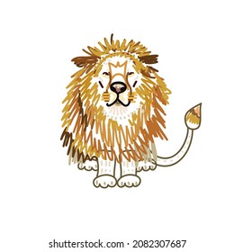 Lion Sitting Hand-Drawn Vector Art