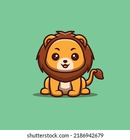 Lion Sitting Happy Cute Creative Kawaii Stock Vector (Royalty Free ...