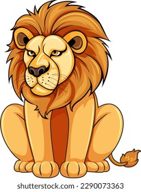Lion sitting on the ground illustration