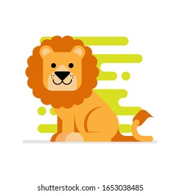 a lion is sitting and smiling logo illustration vector