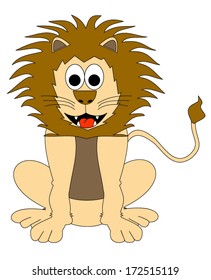 Lion sitting - vector, cartoon