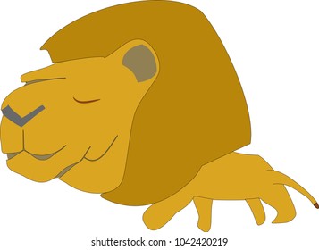 Lion Sleep Walk Vector Illustration