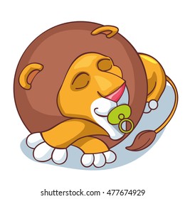 Lion is sleeping like a child. VECTOR ILLUSTRATION.