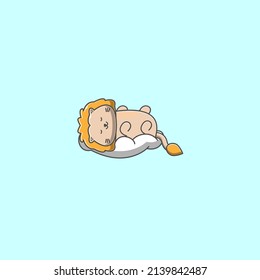 lion sleeping on the pillow