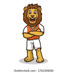 Lion smile cute mascot design illustration vector template