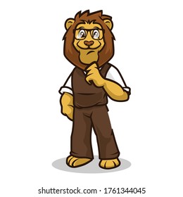 Lion smile cute mascot design illustration vector template