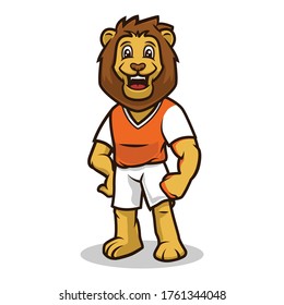 Lion smile cute mascot design illustration vector template