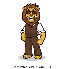 Lion smile cute mascot design illustration vector template