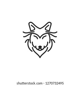lion smile line logo design template