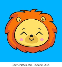 Lion Smiling Face Head Kawaii Sticker
