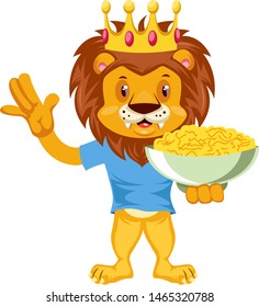 León con tentempiés, ilustración, vector sobre fondo blanco.