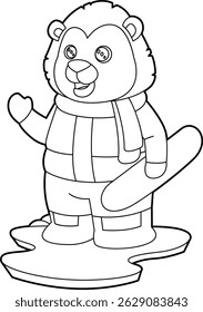 Lion Snowboard Snowboard Animal Vetor Ilustração de arte gráfica
