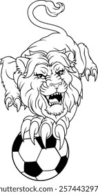 A lion soccer football ball animal sports team mascot