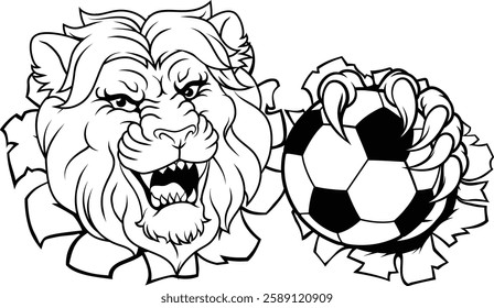 A lion soccer football ball animal sports team mascot