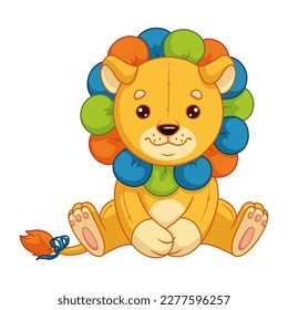 Lion soft toy cartoon vector illustration