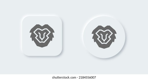 Lion solid icon in neomorphic design style. Animals signs vector illustration.