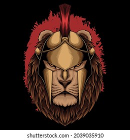 Lion sparta helmet vector illustration for your company or brand