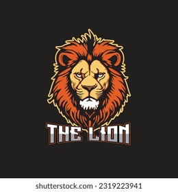 Lion sport logo with color emblems, Lion Head Cartoon Mascot Illustration