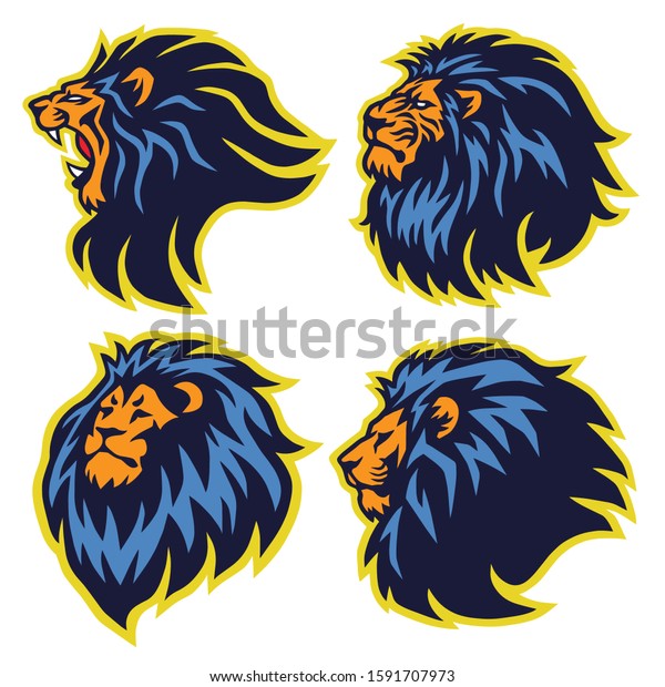 Lion Sport Logo Mascot Set Premium Stock Vector (Royalty Free) 1591707973