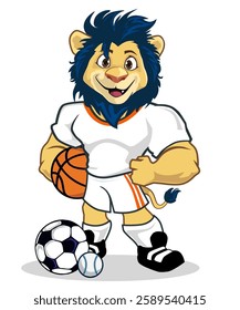 lion sport mascot cartoon in vector