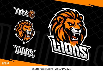 Lion sports mascot logo design. Modern emblem for sports team 
