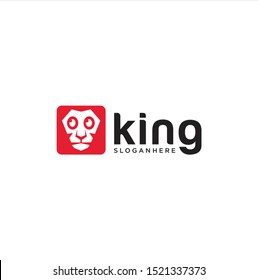 Lion Square Logo Design Vector Stock