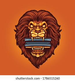 LION WITH SQUEEGEE FOR SCREEN PRINTING MASCOT DESIGN