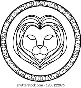 Lion stamp white and black