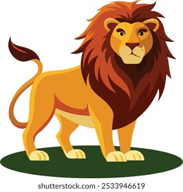 A lion is standing, cartoon lion illustration