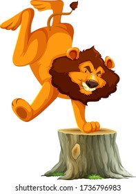 Lion standing on one hand illustration