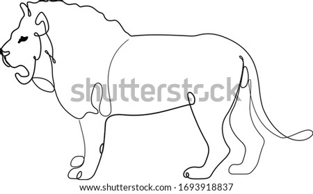 Lion standing one line drawing continuous line vector