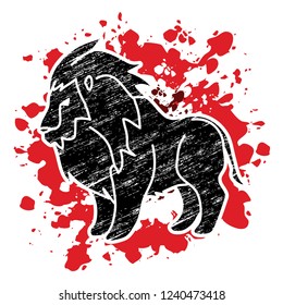 Lion standing side view graphic vector
