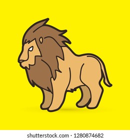 Lion standing side view graphic vector