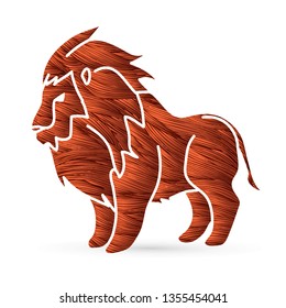 Lion standing side view graphic vector