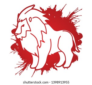 Lion standing side view graphic vector
