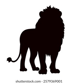 lion standing silhouette on white background vector