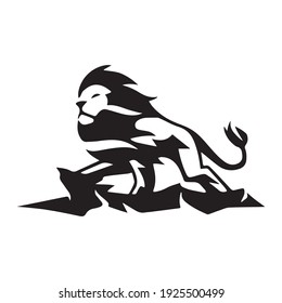 The lion stands on  the mountain vector illustration.