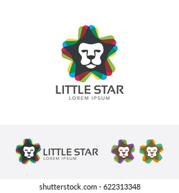 Lion star logo design. Creative, Cute and Adorable Lion head logo concept. Vector logo template