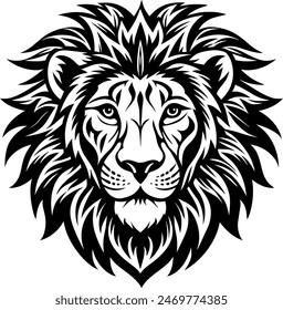 Lion -  Stencil Tattoo Design Concept. T-Shirt Design, Logo, Poster.