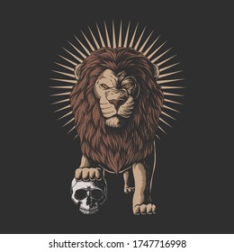 Lion stepped human skull