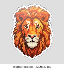Lion sticker on grey background for logo, Web Landing Page, Banner, Flyer, Sticker, Card.