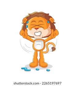 the lion stretching character. cartoon mascot vector