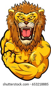 Lion strong mascot. Vector illustration